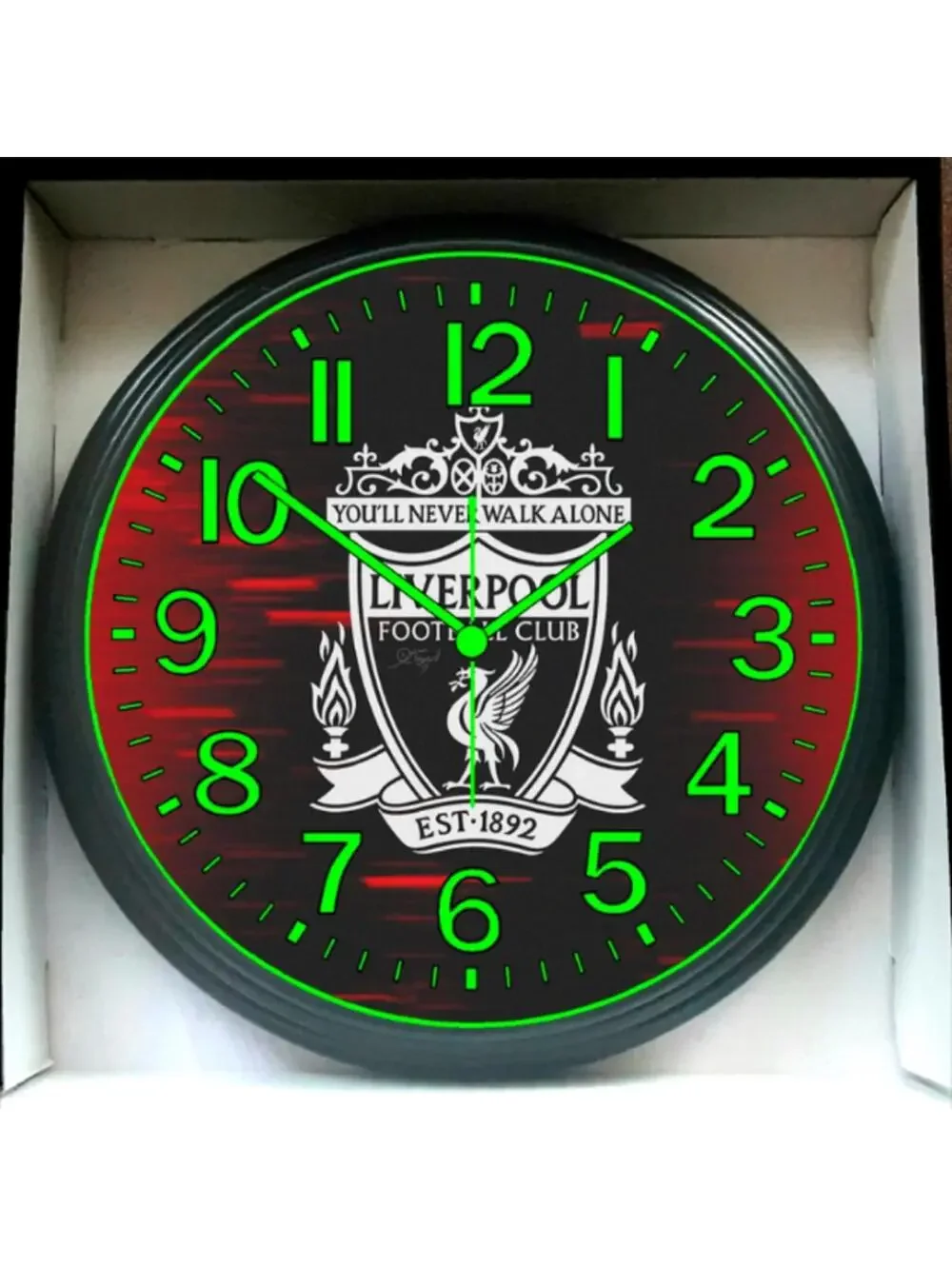 Liverpool Football Club Glow In The Dark Wall Clock New!